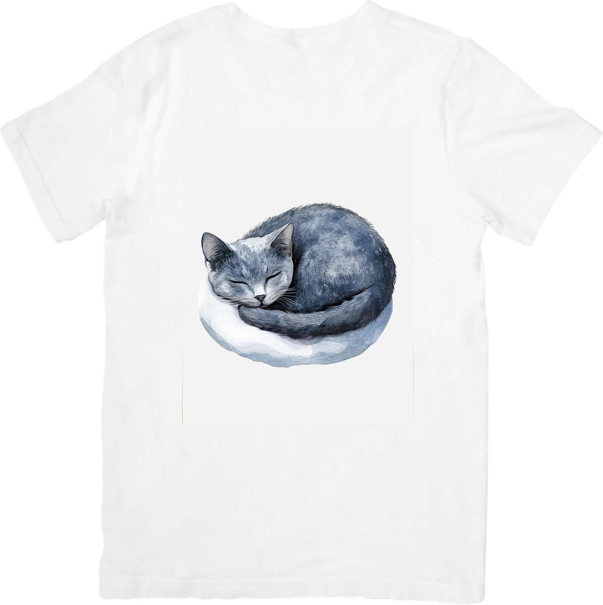 Sleeping Cat Curled Up T-Shirt | Watercolor Cozy Kitty Graphic Tee | Cat Lover Gift