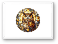 Thumbnail for Stained Glass Owl Wall Art | Golden Mosaic Bird Print | Mystical Home Decor Gift