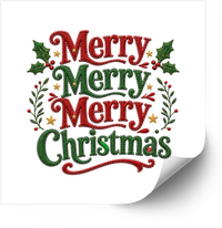 Thumbnail for Merry Merry Merry Christmas Sticker | Festive Holly Typography Vinyl Decal | Christmas Gift