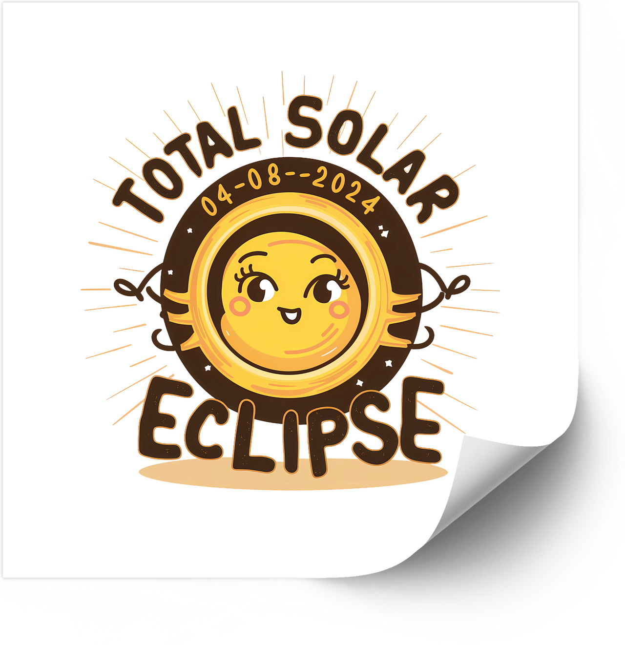 Total Solar Eclipse April 2024 Sticker | Kawaii Cute Celestial Event Vinyl Decal