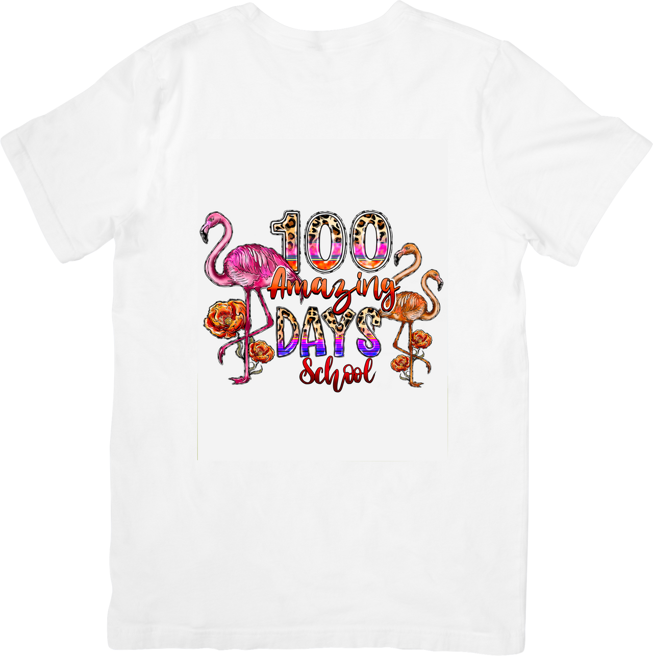 100 Amazing Days of School Flamingo T-Shirt | Boho Colorful Milestone Graphic Tee | Teacher Gift