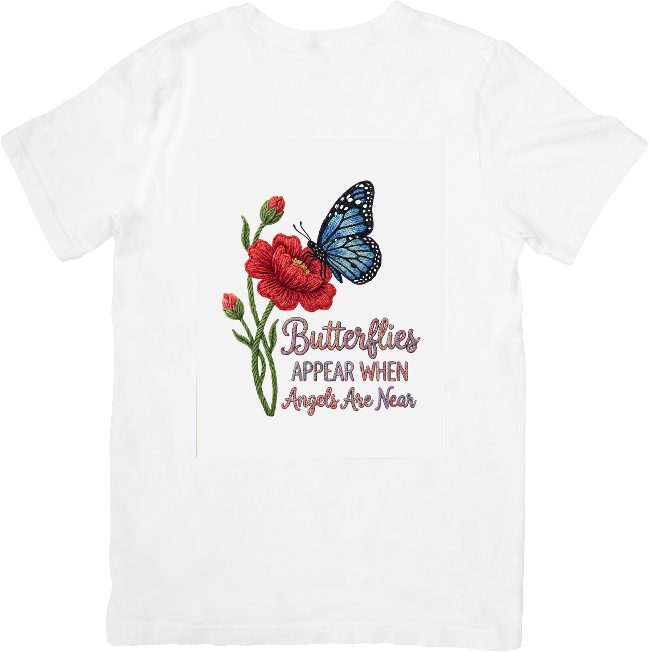 Butterflies Appear When Angels Are Near T-Shirt | Floral Spiritual Butterfly Graphic Tee | Memorial Gift