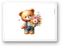 Thumbnail for Teddy Bear With Flowers Wall Art | Cute Watercolor Nursery Print | Kids Room Gift