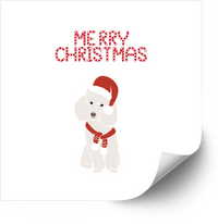 Thumbnail for Merry Christmas White Poodle Sticker | Cute Holiday Dog Santa Vinyl Decal