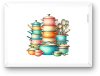 Thumbnail for Pastel Cookware Stack Wall Art | Watercolor Pots & Pans Kitchen Print | Cozy Cooking Gift