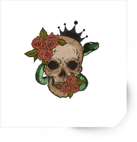 Thumbnail for Crowned Skull Snake Roses Sticker | Gothic Vintage Vinyl Decal | Edgy Tattoo Style Gift
