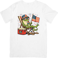 Thumbnail for Patriotic Frog Fourth of July T-Shirt | Funny Retro America Flag Graphic Tee | Summer Gift