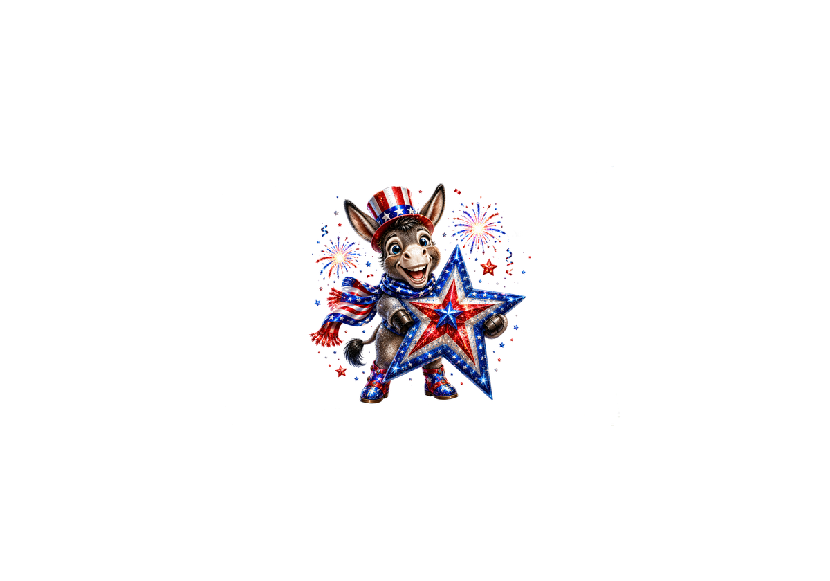 Patriotic Donkey Throw Pillow | 4th Of July Star Decorative Pillow | Americana Gift