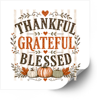 Thumbnail for Thankful Grateful Blessed Sticker | Rustic Fall Pumpkin Vinyl Decal | Thanksgiving Gift